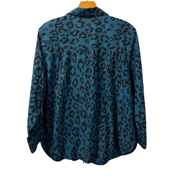 Chicos Teal & Black Leopard Print Button-Up Shirt Size 14 women shirt - Picture 8 of 12